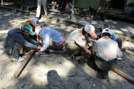 班集会(テント片付け・ロープ結び) [3/3] img_9502